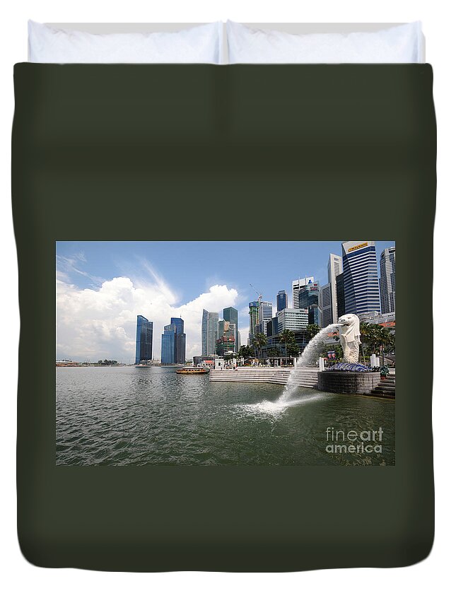 Singapore Duvet Cover featuring the photograph Singapore by Charuhas Images