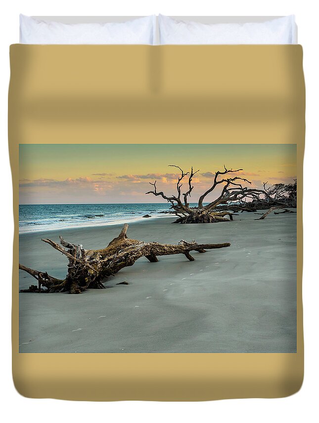Georgia Duvet Cover featuring the photograph Sunset on Jekyll Island by Louis Dallara