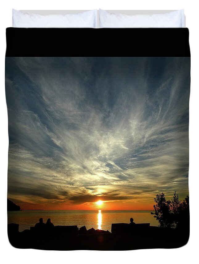 Sunset Duvet Cover featuring the photograph Sister Bay Sunset by David T Wilkinson