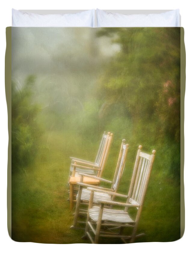 Mt. Pisgah Duvet Cover featuring the photograph Sit A Spell by Joye Ardyn Durham