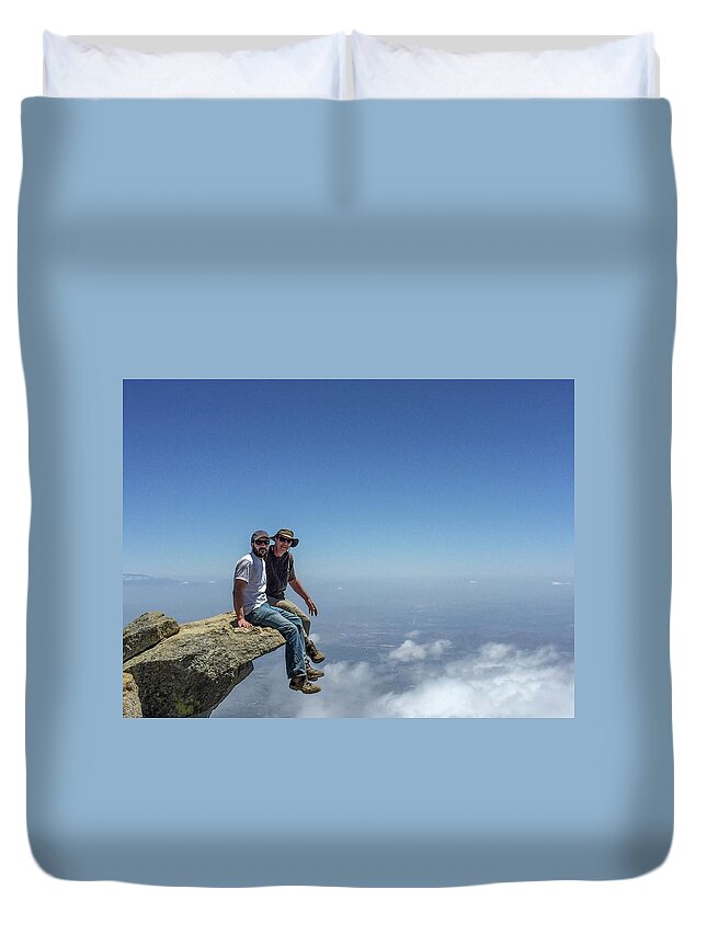 Sky Duvet Cover featuring the photograph Sitting On Top Of The World by Ed Clark