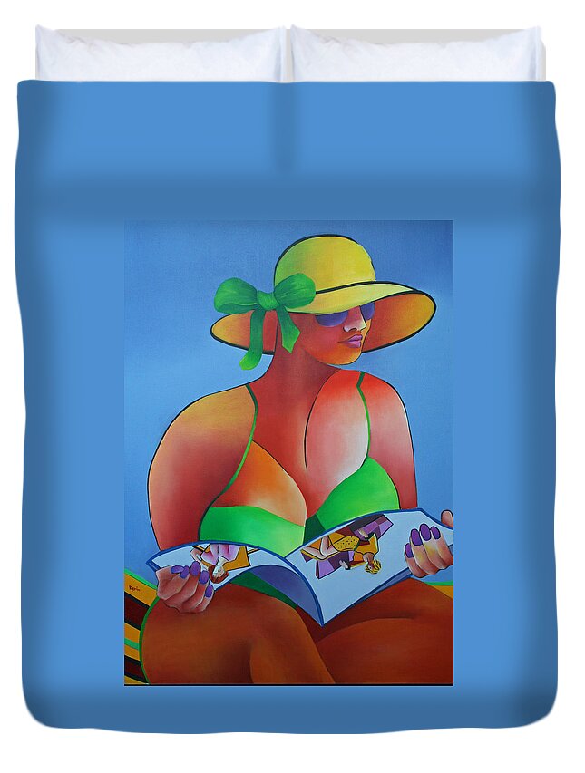 Figurative Duvet Cover featuring the painting Sitting Pretty by Karin Eisermann