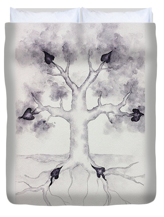 Six Of Spades Duvet Cover featuring the painting Six of Spades by Srishti Wilhelm