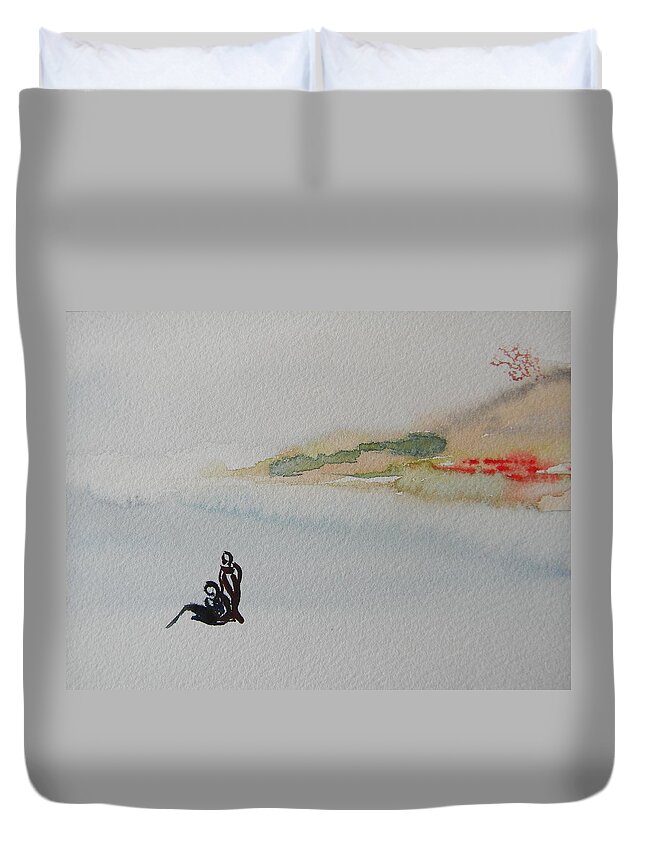 Landscapes Duvet Cover featuring the painting Six Seasons Dance Two by Marwan George Khoury