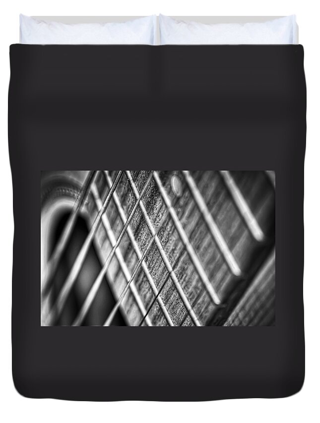Guitar Duvet Cover featuring the photograph Six strings by Scott Norris