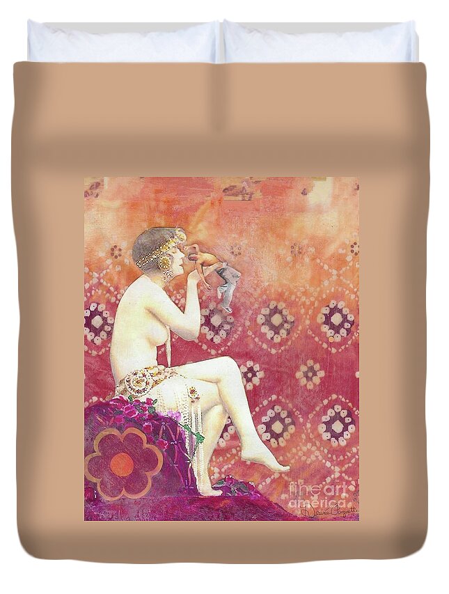 Sensuality Duvet Cover featuring the mixed media Size Matters DA by Desiree Paquette