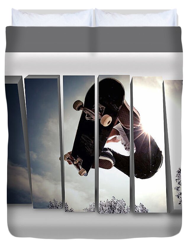 Skateboard Air Duvet Cover featuring the photograph Skateboard Air by Marvin Blaine