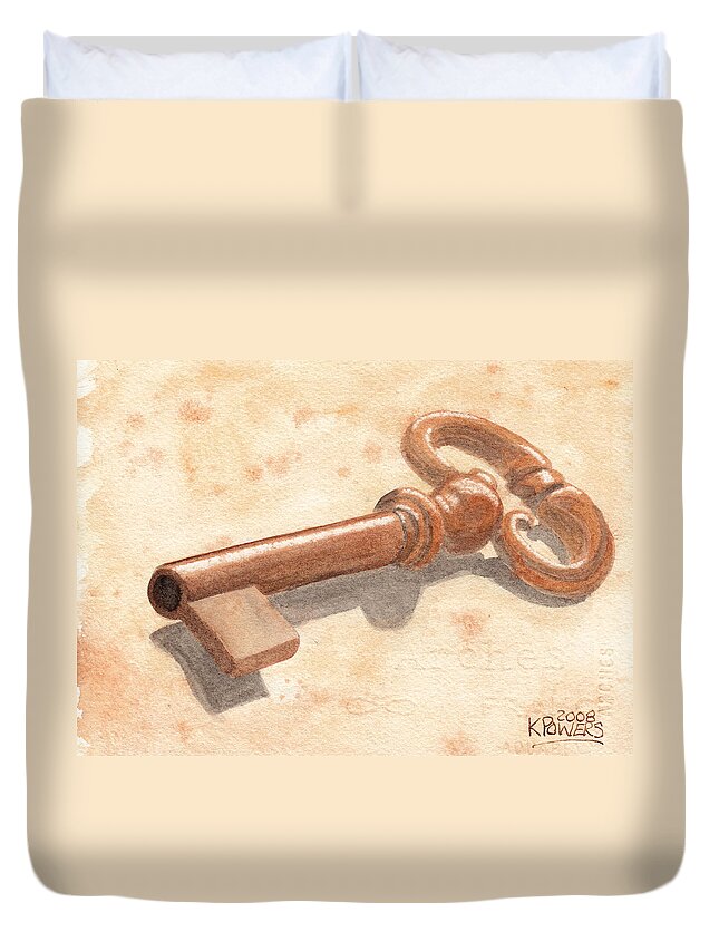 Key Duvet Cover featuring the painting Skeleton Key by Ken Powers