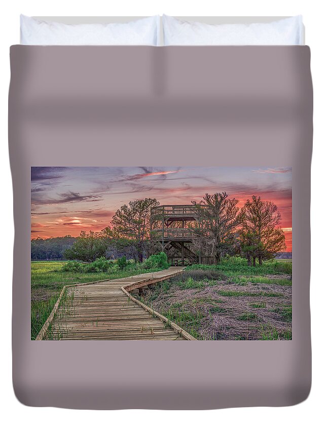 American Duvet Cover featuring the photograph Skidaway Island State Park Overlook by Traveler's Pics