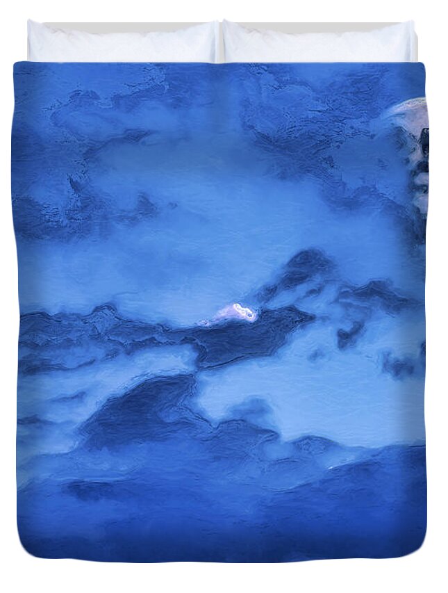 Landscape Duvet Cover featuring the photograph Sky and Moon by Morgan Carter