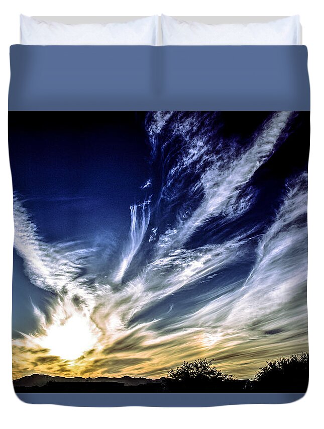 Clouds Duvet Cover featuring the photograph Sky Artistry Over Chandler Arizona by Brian Tada