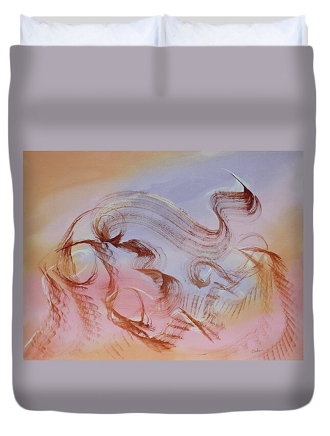 Abstract Painting Duvet Cover featuring the painting Sky Dance by Asha Carolyn Young