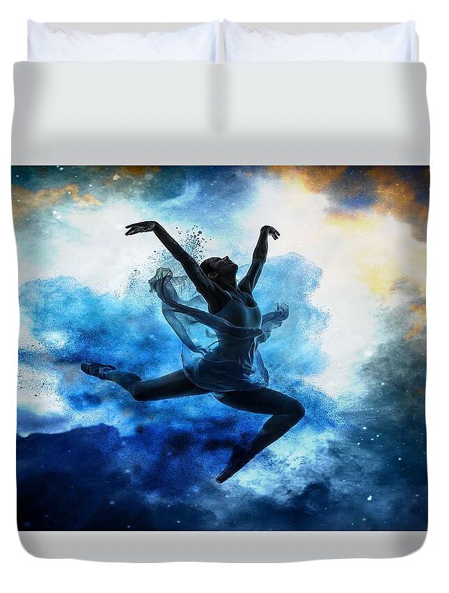 Dancer Duvet Cover featuring the digital art Sky Dancer 1 by Lilia D