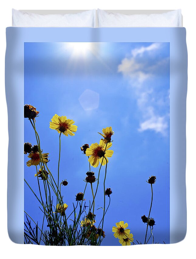 Caprock Duvet Cover featuring the photograph Sky Flowers by Adam Reinhart