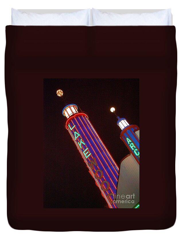 Neon Duvet Cover featuring the photograph Sky Lights by Debbi Granruth