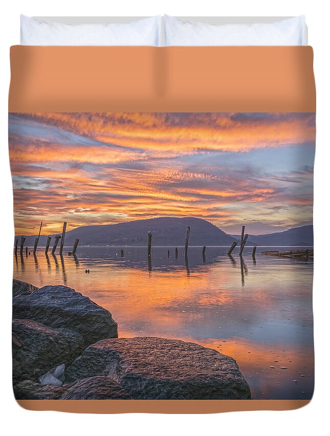 Dusk Duvet Cover featuring the photograph Sky Of Fire by Angelo Marcialis