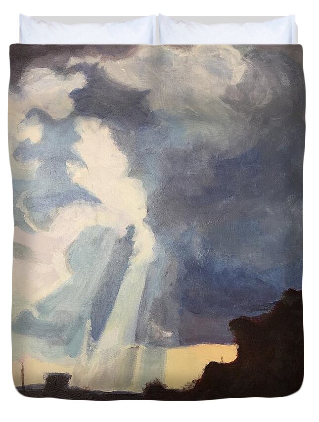 Landscape Duvet Cover featuring the painting Sky Portal I by Carol Oufnac Mahan