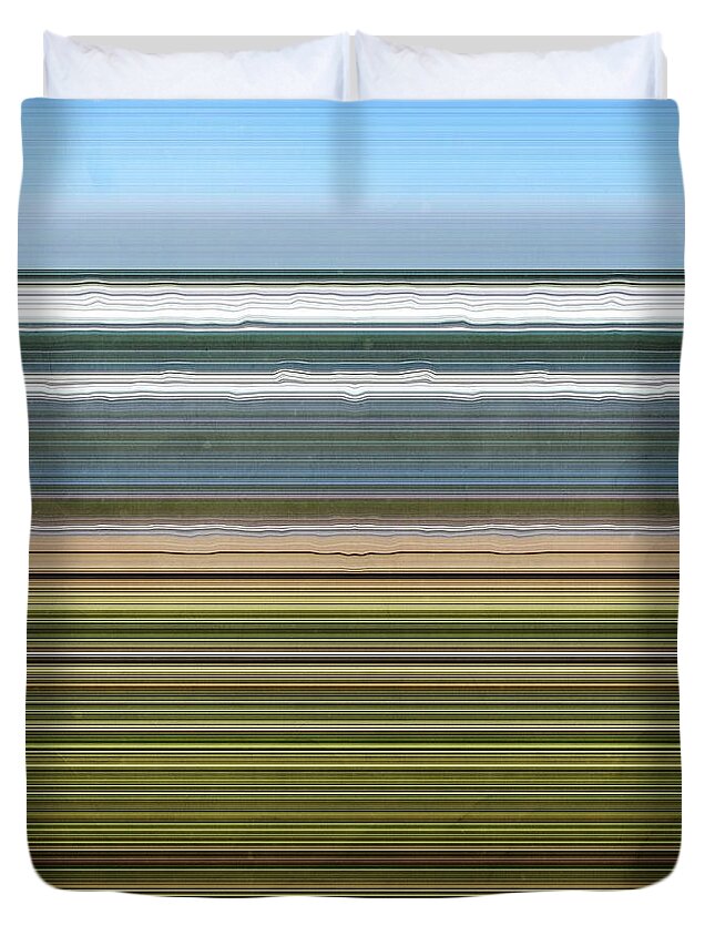 Lake Duvet Cover featuring the digital art Sky Water Earth Grass 2.0 by Michelle Calkins
