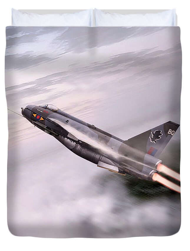 Lightning Art Duvet Cover featuring the digital art Skyrocket by Airpower Art