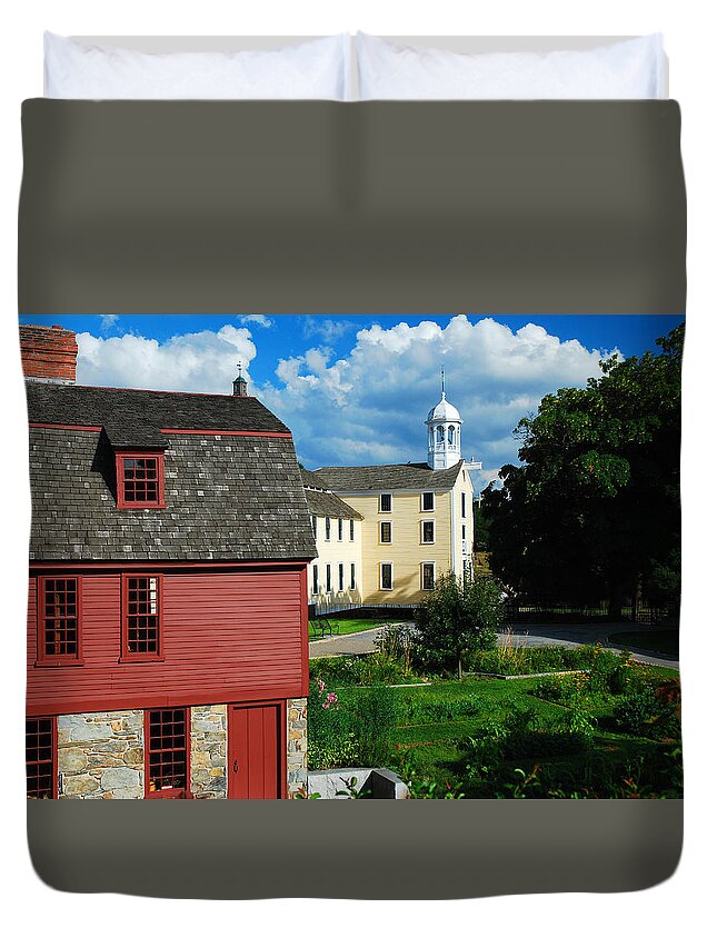 Pawtucket Duvet Cover featuring the photograph Slater Mills by James Kirkikis