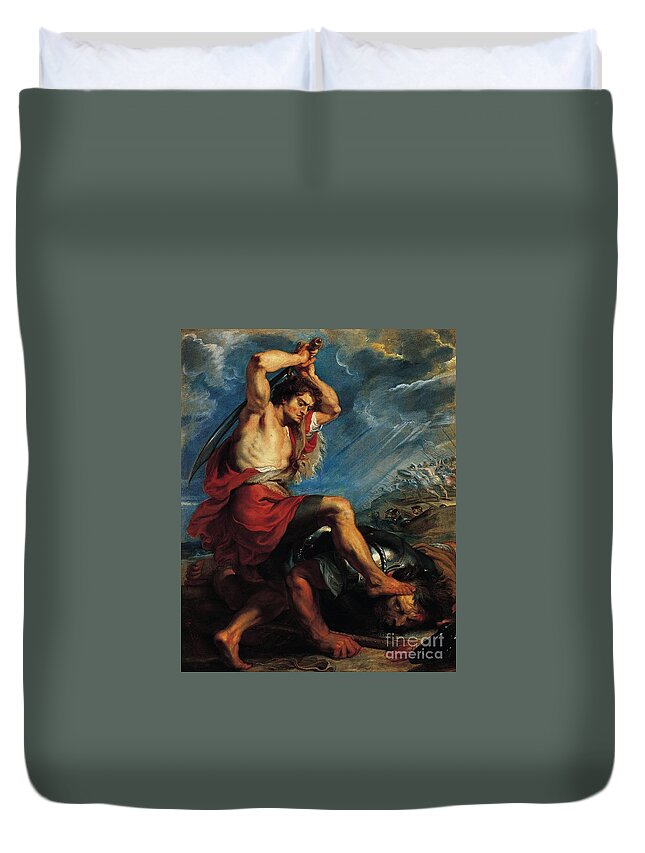Peter Paul Rubens David - Slaying Goliath. Man Duvet Cover featuring the painting Slaying Goliath by MotionAge Designs