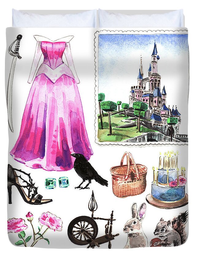 Sleeping Beauty Aurora Costume Watercolor Disney Princess Castle