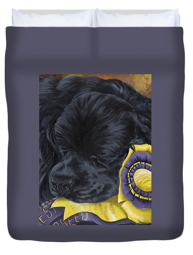 Cocker Spaniel Duvet Cover featuring the painting Sleepy Time Spader by Gilda Goodwin