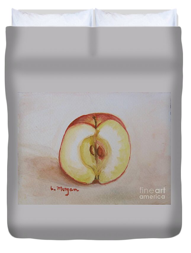 Apple Duvet Cover featuring the painting Sliced Apple by Laurie Morgan
