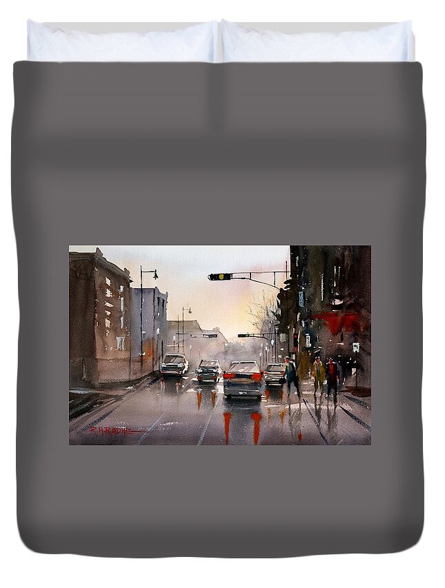 Ryan Radke Duvet Cover featuring the painting Slick Streets by Ryan Radke
