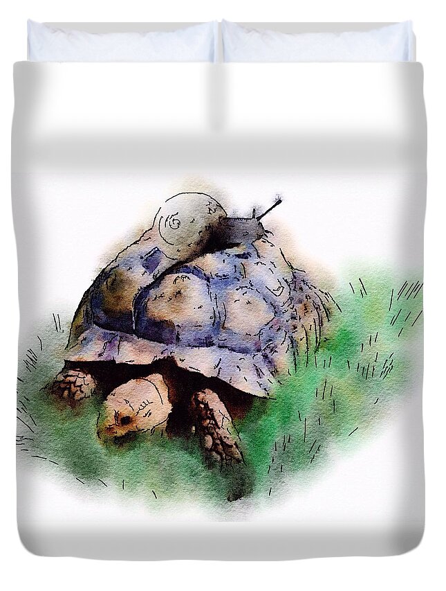slow Down You Will Kill Us Both Duvet Cover featuring the painting Slow Down You Will Kill Us Both by Mark Taylor