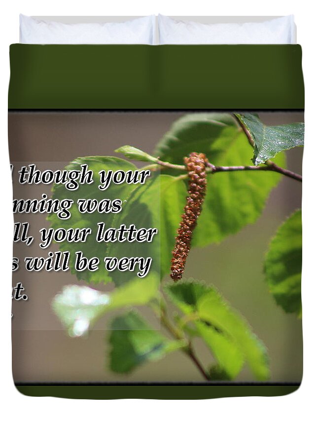 Scripture Art Duvet Cover featuring the photograph Small Beginnings Apple Green Poplar Leaves by Colleen Cornelius