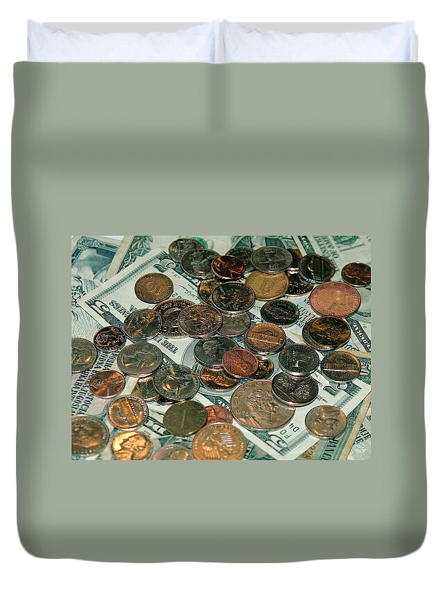 Coin Duvet Cover featuring the photograph Small Change by Bob Johnson