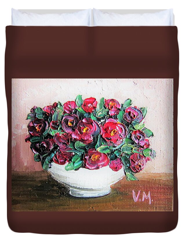 Flowers Duvet Cover featuring the painting Small Flowers by Vesna Martinjak