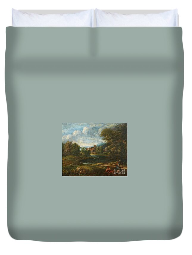 Small Landscape With Hermes And Argos Duvet Cover For Sale By
