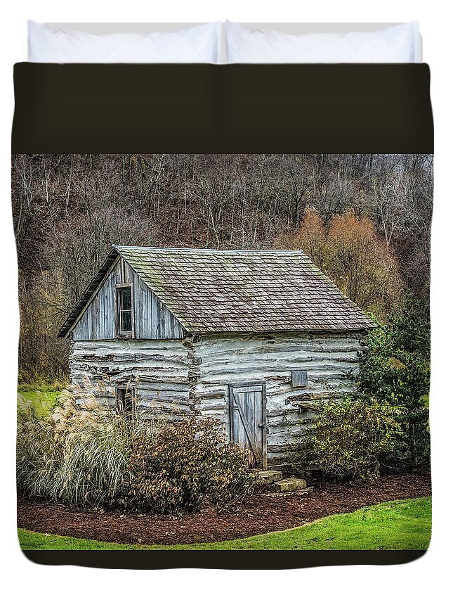 Paul Duvet Cover featuring the photograph Small Log Cabin by Paul Freidlund