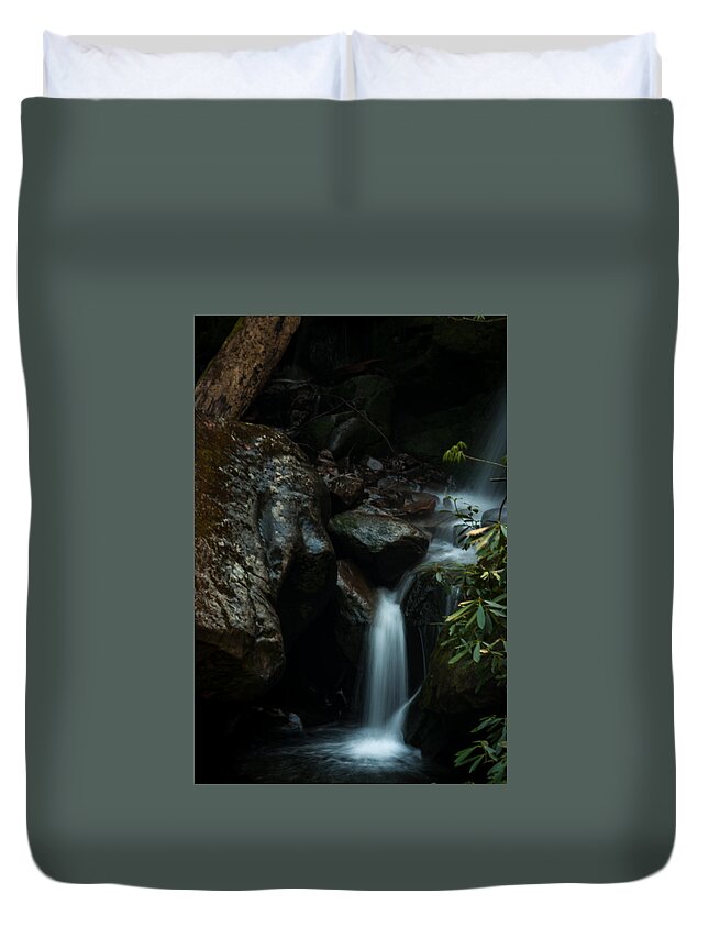 Jay Stockhaus Duvet Cover featuring the photograph Small Waterfall by Jay Stockhaus
