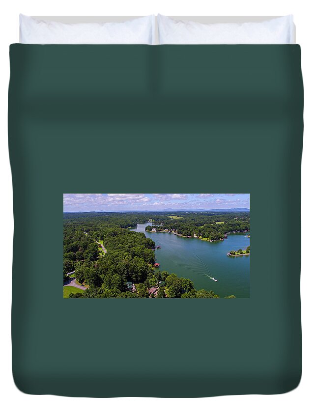 Landscape Duvet Cover featuring the photograph Smith Mountain Lake Boating Fun by Star City SkyCams