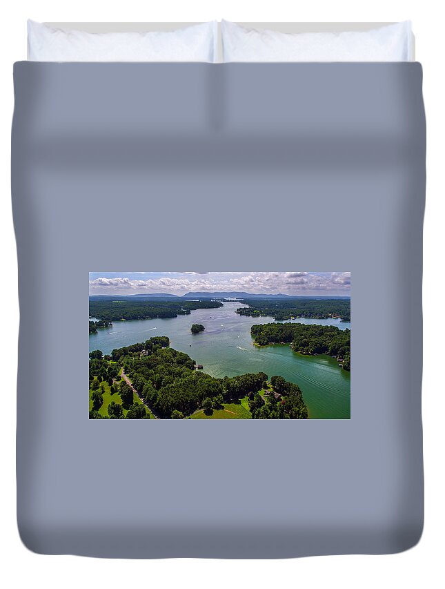 Landscape Duvet Cover featuring the photograph Smith Mountain Lake Boats by Star City SkyCams