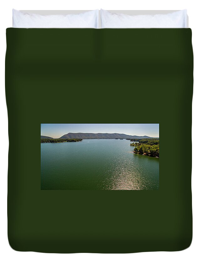 Landscape Duvet Cover featuring the photograph Smith Mountain Lake Reflections by Star City SkyCams