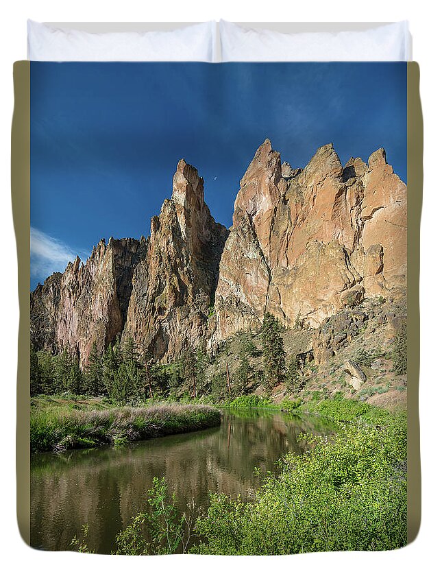 Smith Rock Duvet Cover featuring the photograph Smith Rock Spires by Greg Nyquist