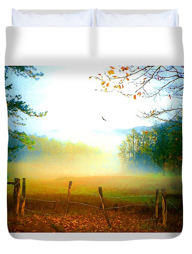 Smoky Mountains Duvet Cover featuring the painting Smoky Mountain Fog by CHAZ Daugherty