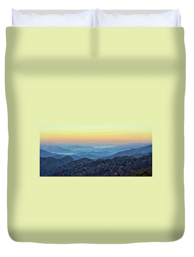 Smoky Duvet Cover featuring the photograph Smoky Mountains by Nancy Landry