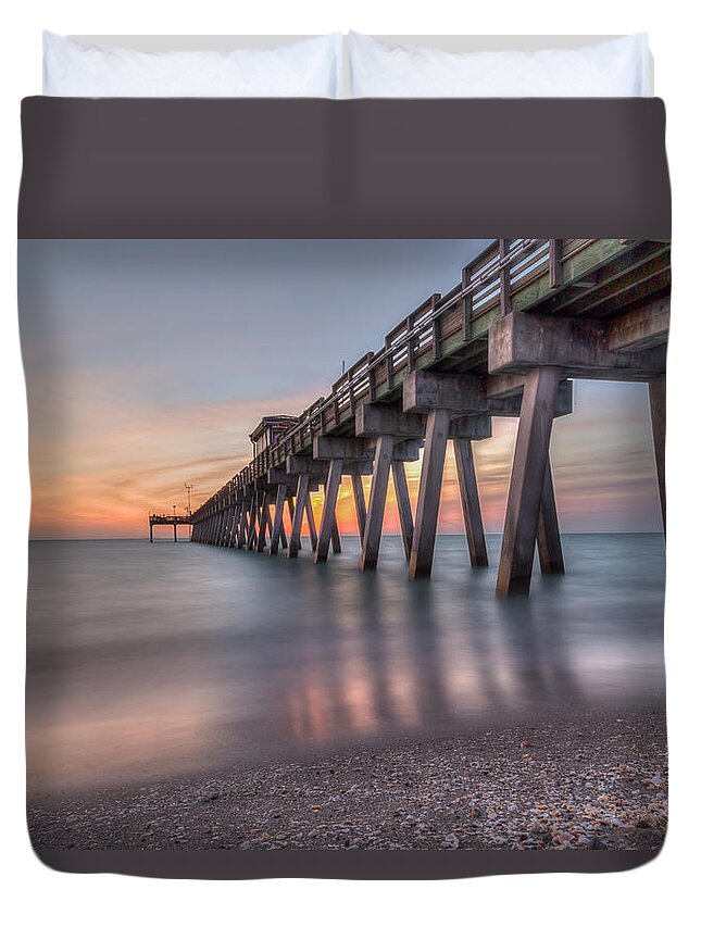 Florida Duvet Cover featuring the photograph Smooth Sunset by Paul Schultz