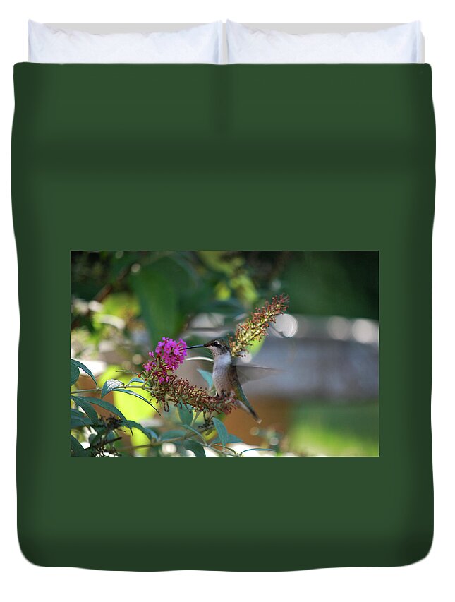 Hummingbird Duvet Cover featuring the photograph Snack Time by Lori Tambakis