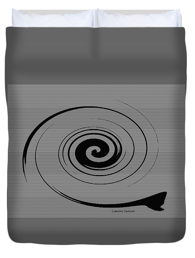 Abstract Duvet Cover featuring the mixed media Snail by Lenore Senior