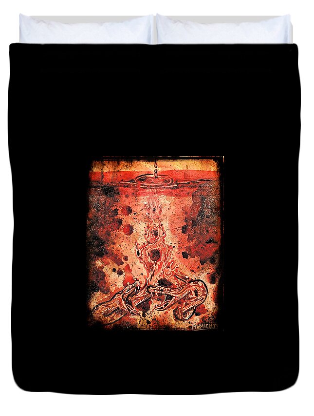 Ryan Almighty Duvet Cover featuring the painting SNAKES fresh blood by Ryan Almighty
