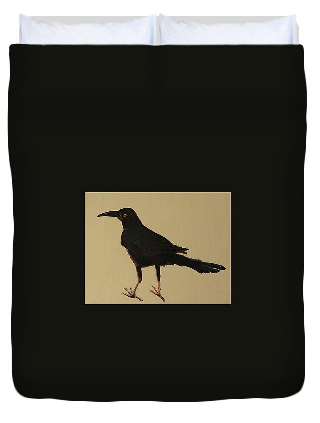 Bird Duvet Cover featuring the painting Snap Grackle Pop by Violet Jaffe