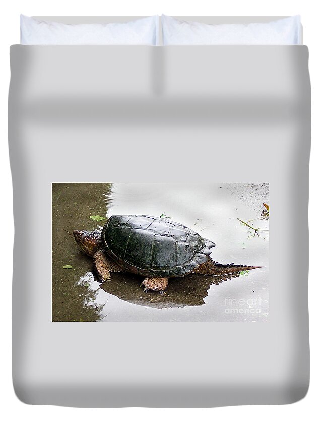Snapping Turtle Duvet Cover featuring the photograph Snapping Turtle by CAC Graphics