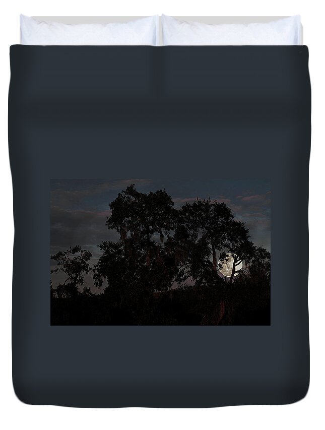 Orlando Duvet Cover featuring the photograph Sneaky moon by SC Shank