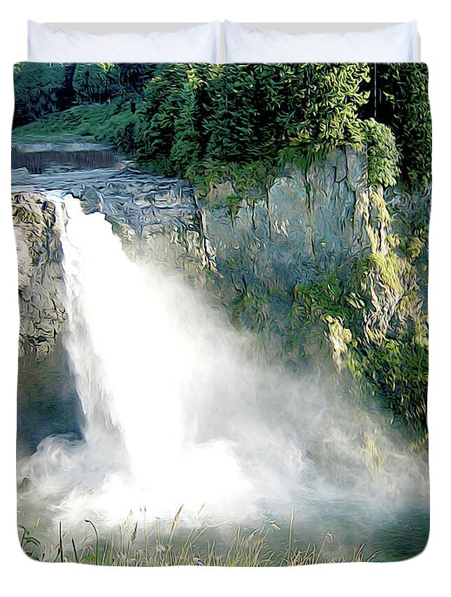 Nature Duvet Cover featuring the photograph Snoqualmie Falls by Linda Carruth